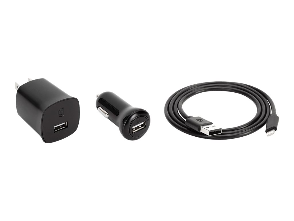GRIFFIN CAR & WALL CHARGERS WITH LIGHTNING CABLE 10 WATT, 3'