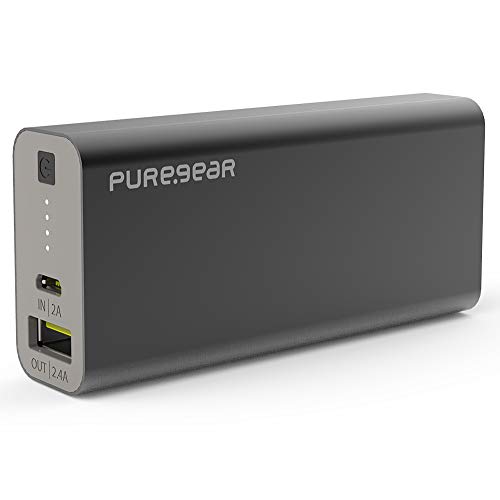PUREGEAR 5,200MAH PUREJUICE PORTABLE CHARGER, ULTRA-COMPACT, 2.4A OUTPUT PORT, ALUMINUM POWER BANK W/UL-APPROVED LG BATTERY CELL, HIGH-SPEED PATENTED CHARGING EXTERNAL CELLPHONE CHARGER, BLACK