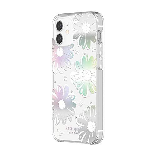 KATE SPADE NEW YORK PROTECTIVE HARDSHELL CASE FOR IPHONE 12 MINI - DAISY IRIDESCENT FOIL/WHITE/CLEAR/GEMS