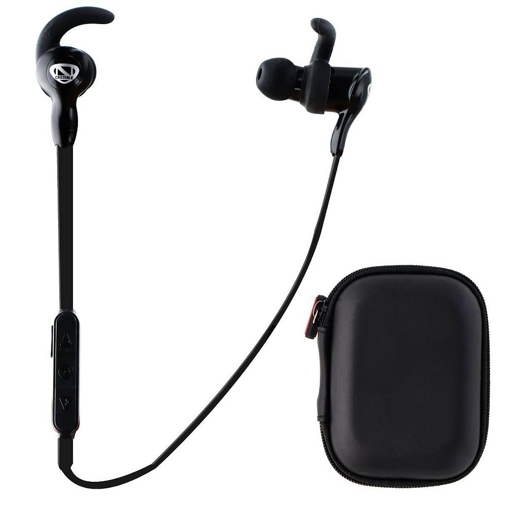 NCREDIBLE WIRELESS BLUETOOTH NECKBAND IN-EAR HEADPHONES WITH SPORT TIPS - BLACK